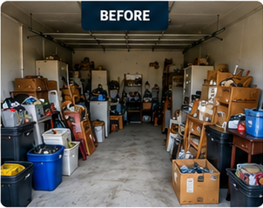 Garage before a property cleanout